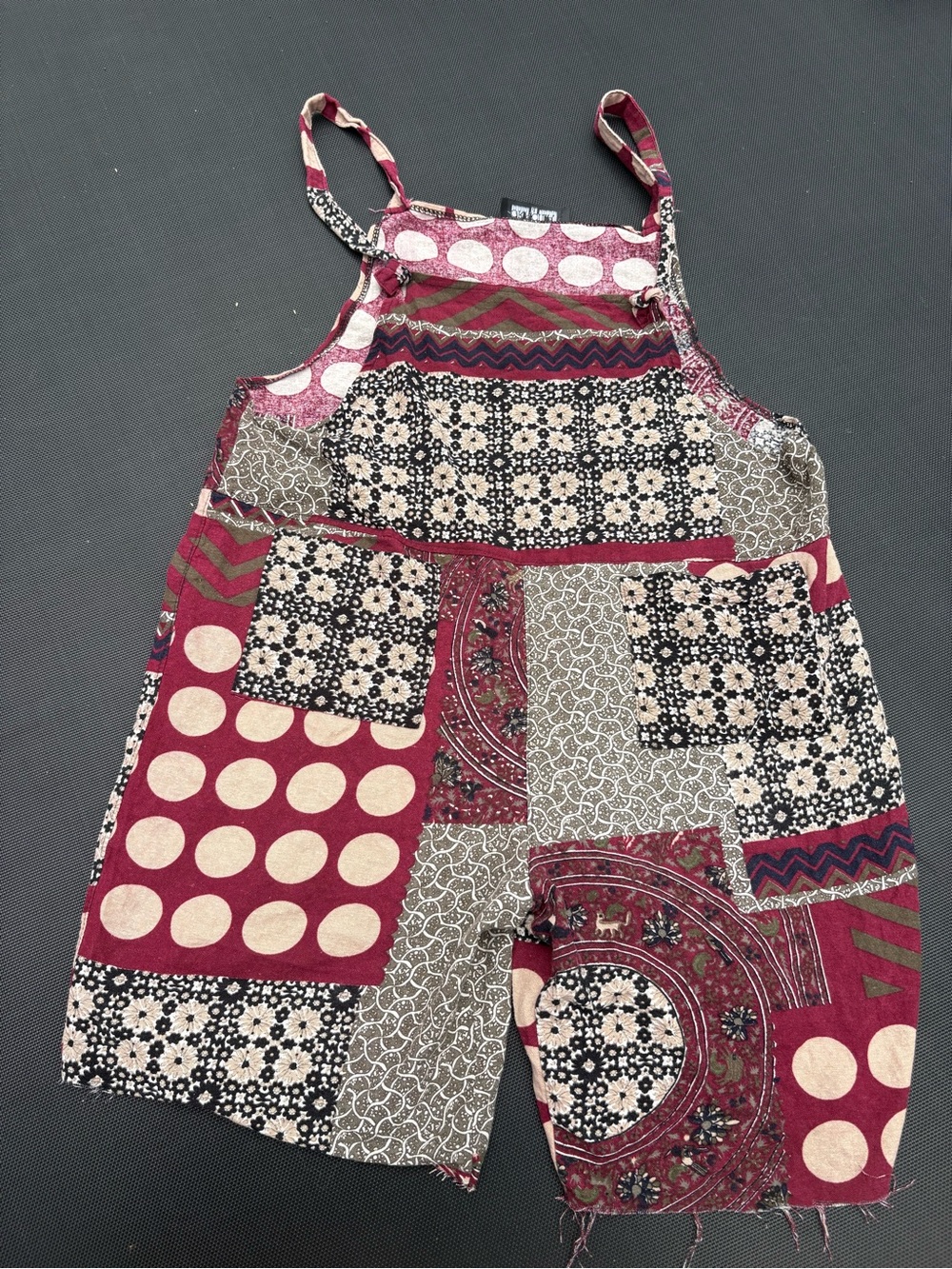 Gracila XL Polka Patch Sleeveless Romper in Burgundy & Cream